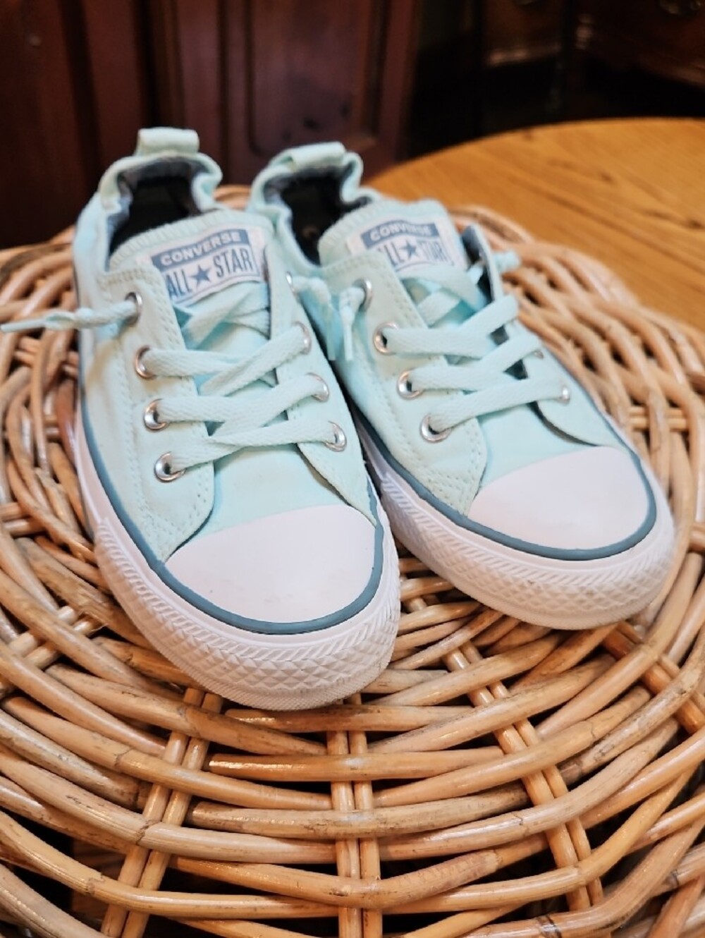 Converse Shoreline Classic Low Top Elastic Back Sneakers Light Mint Color Sz 8 - Picture 12 of 16